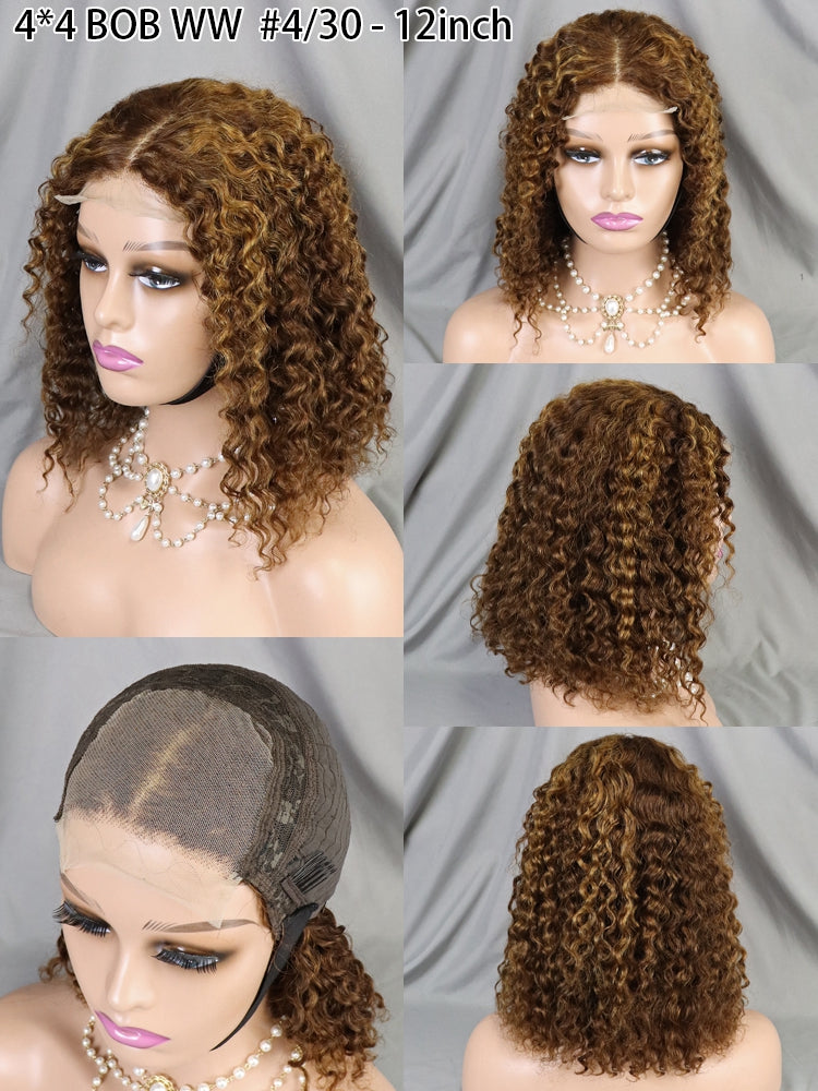 4X4 Lace Closure Water Wave Short Bob Wig