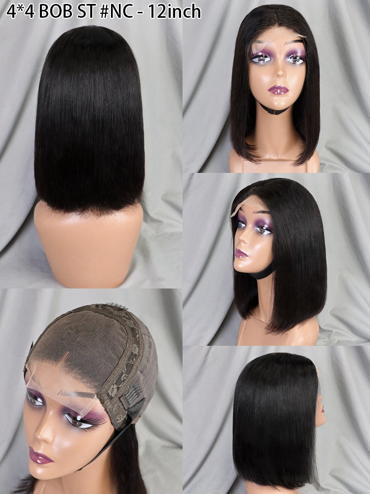 Long Lasting Raw Straight Hair 4x4 Lace Bob Wig