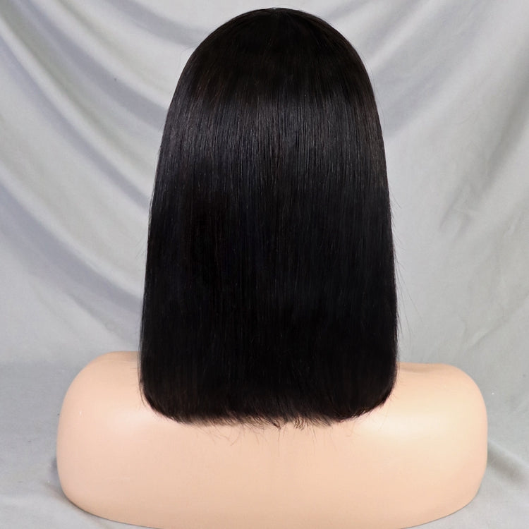 100% Virgin Human Hair 12inch Straight Bob Wigs With Bang