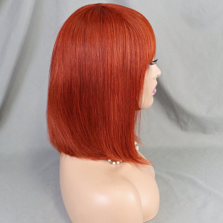 Color 33 Straight Virgin Hair Bob Wig with Bang