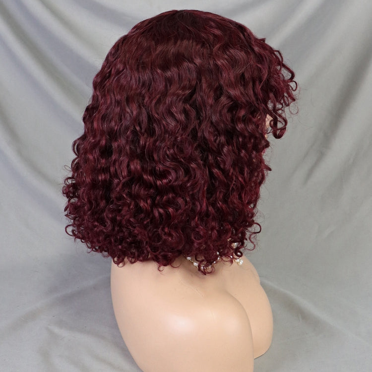 99J Glueless Lace Short Bob Real Hair Wigs With Bang