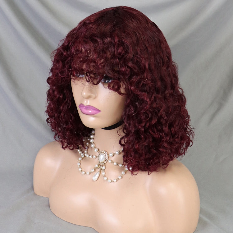 99J Glueless Lace Short Bob Real Hair Wigs With Bang