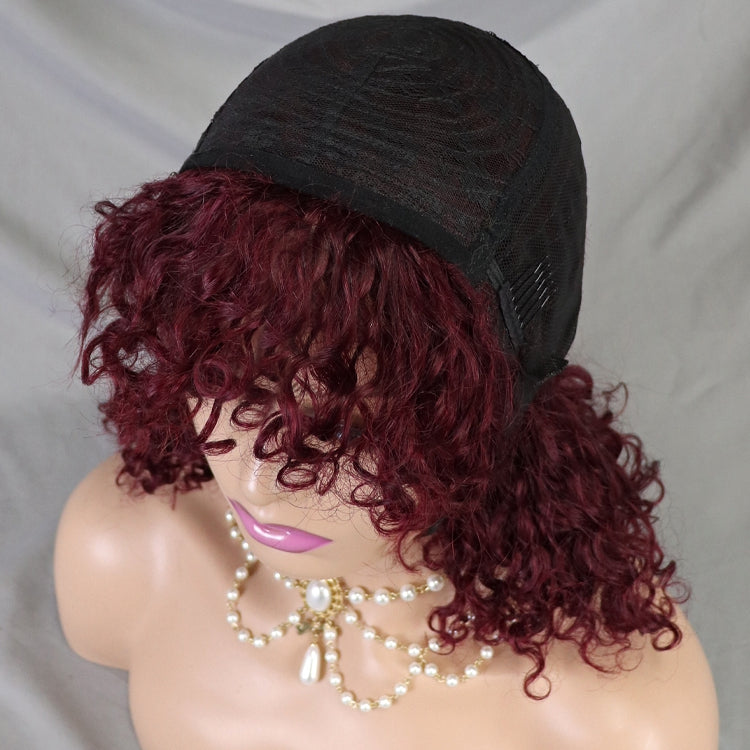 99J Glueless Lace Short Bob Real Hair Wigs With Bang