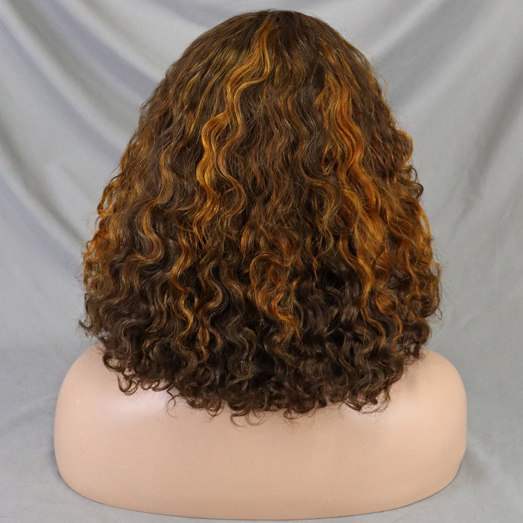 4/30# Glueless Lace Short Bob Human Hair Wig With Bang