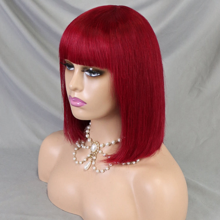 Free Shipping 99J Straight Human Hair Wig Bob with Bang