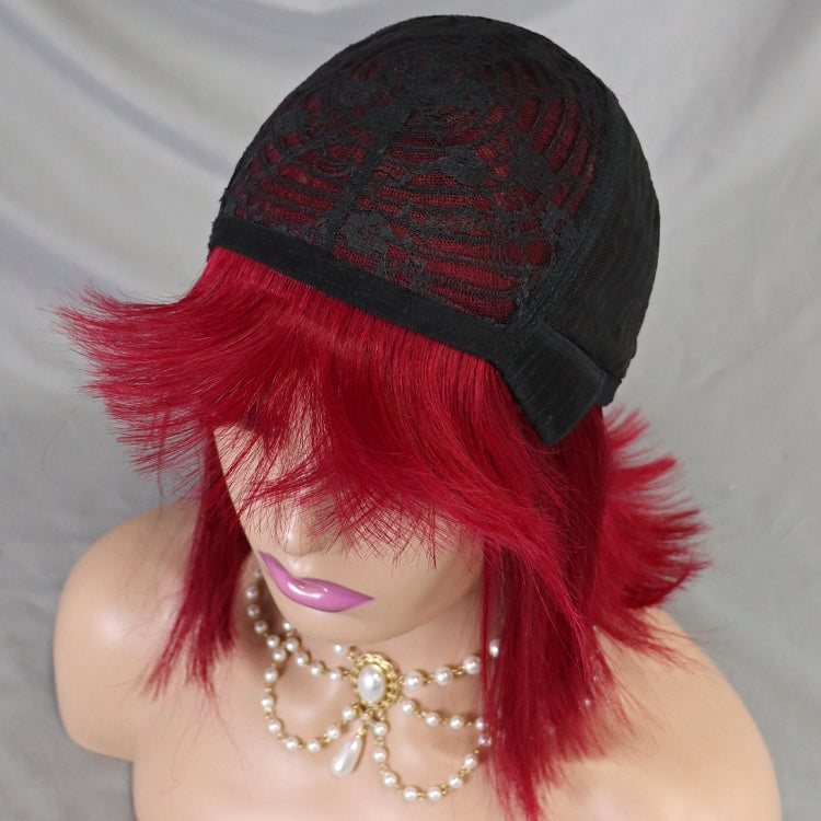 Free Shipping 99J Straight Human Hair Wig Bob with Bang