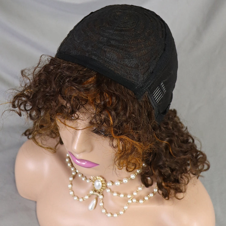 4/30# Glueless Lace Short Bob Human Hair Wig With Bang