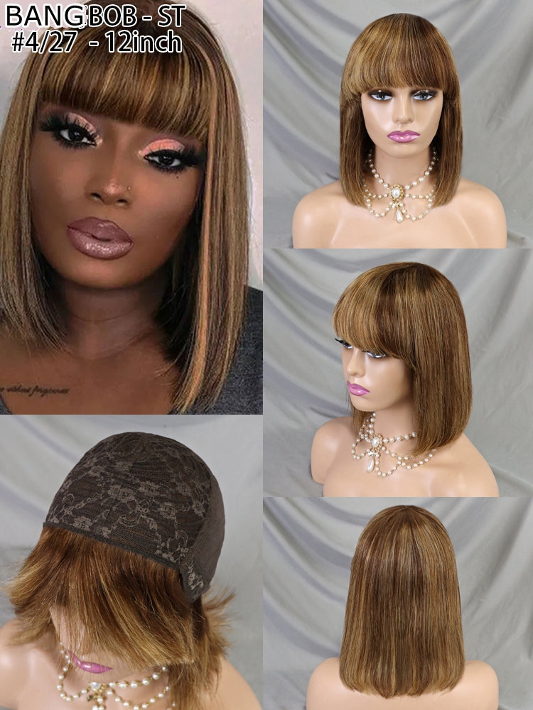 4/27 True Scalp Bang Bob Straight Hair Wig