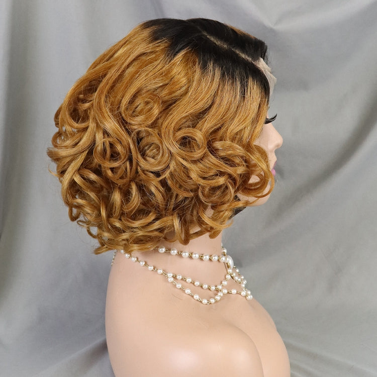 Natural Human Hair 4x4 Lace Frontal Short Wigs