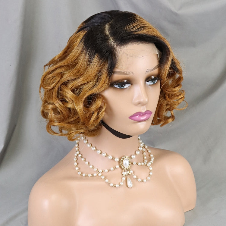 Natural Human Hair 4x4 Lace Frontal Short Wigs
