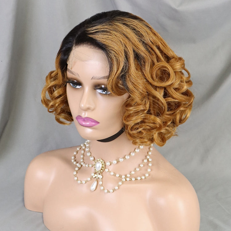 Natural Human Hair 4x4 Lace Frontal Short Wigs