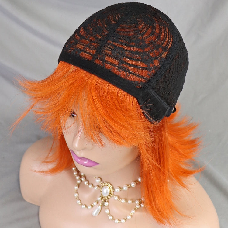 350# 12 Inch Brazilian Straight Human Hair Bang Short Wig