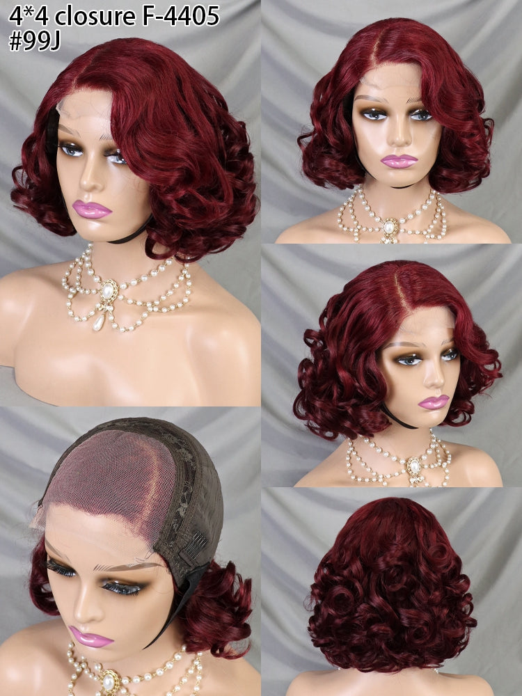99J 4X4 Human Hair Short Lace Wig