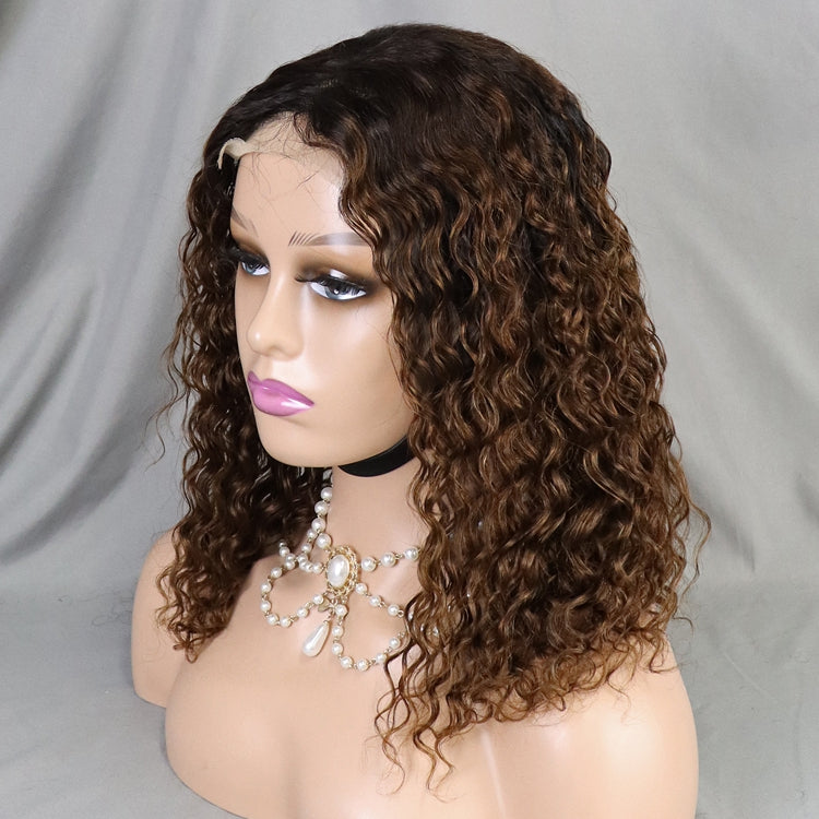 4X4 Lace Water Wave Short Bob Wig