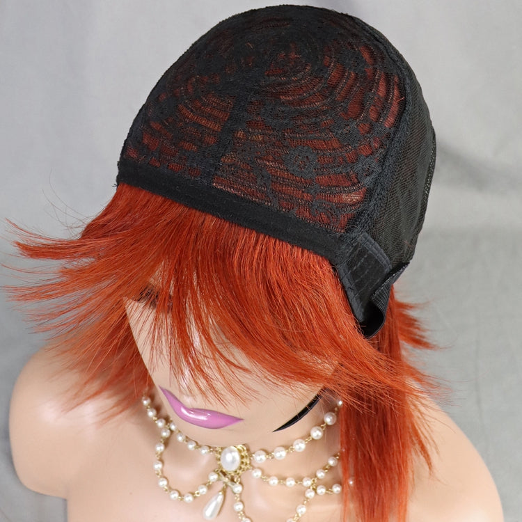 Color 33 Straight Virgin Hair Bob Wig with Bang