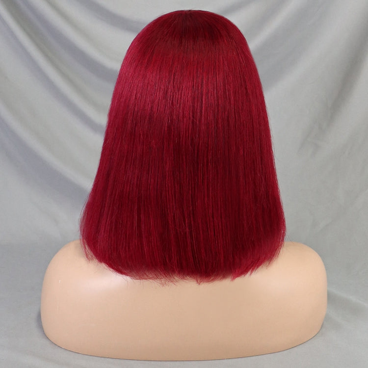 Free Shipping 99J Straight Human Hair Wig Bob with Bang