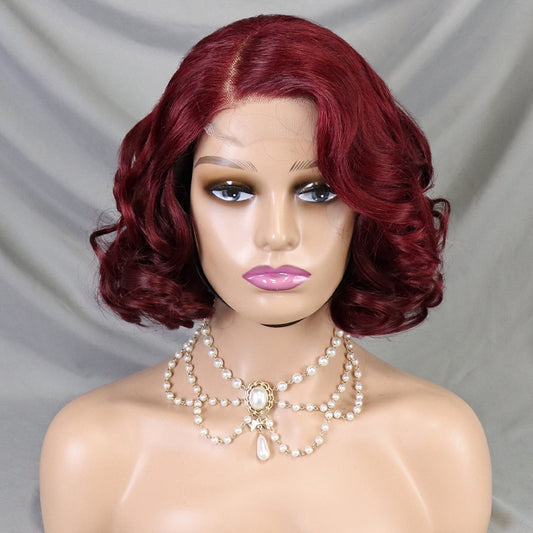 99J 4X4 Human Hair Short Lace Wig